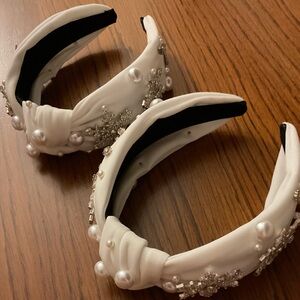 NEW White Pearl and Crystal Embellished  Matching Headbands